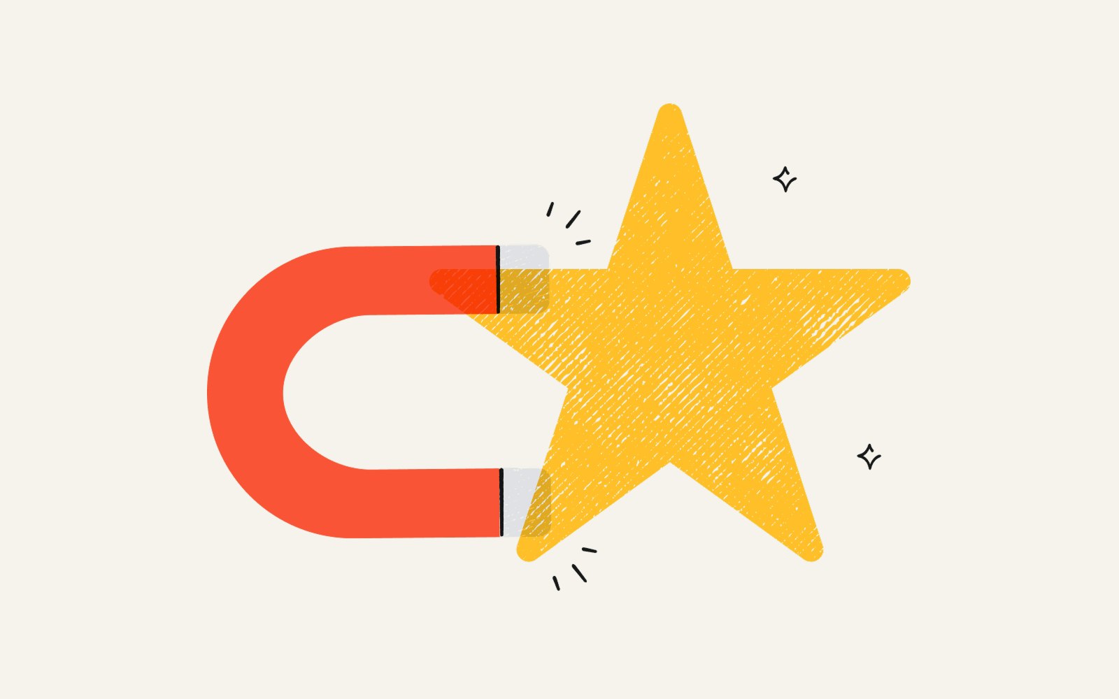 Illustration of a magnet and a star representing retaining top employees