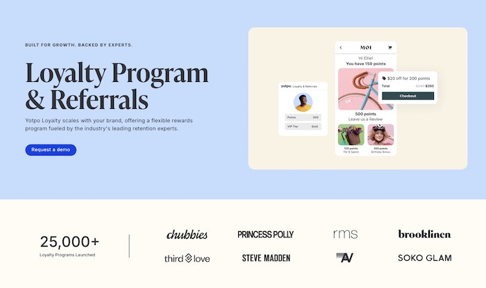 A screenshot of Yotpo's loyalty program and referrals page.