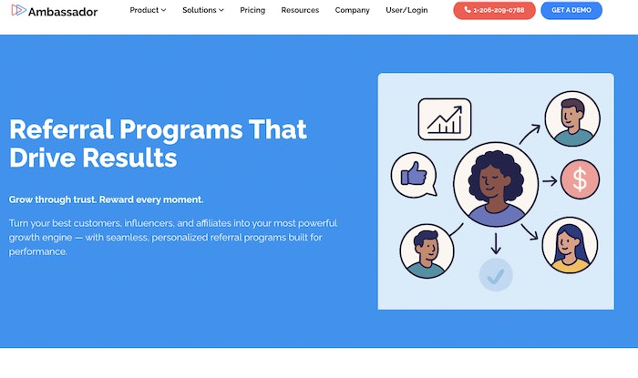 A screenshot of Ambassador's referral programs page.