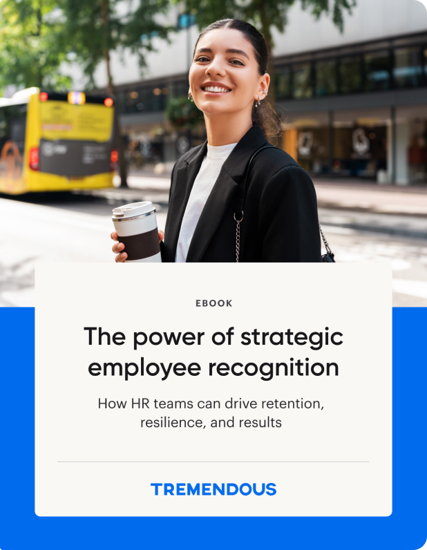 illustration of happy employee smiling with coffee in hand