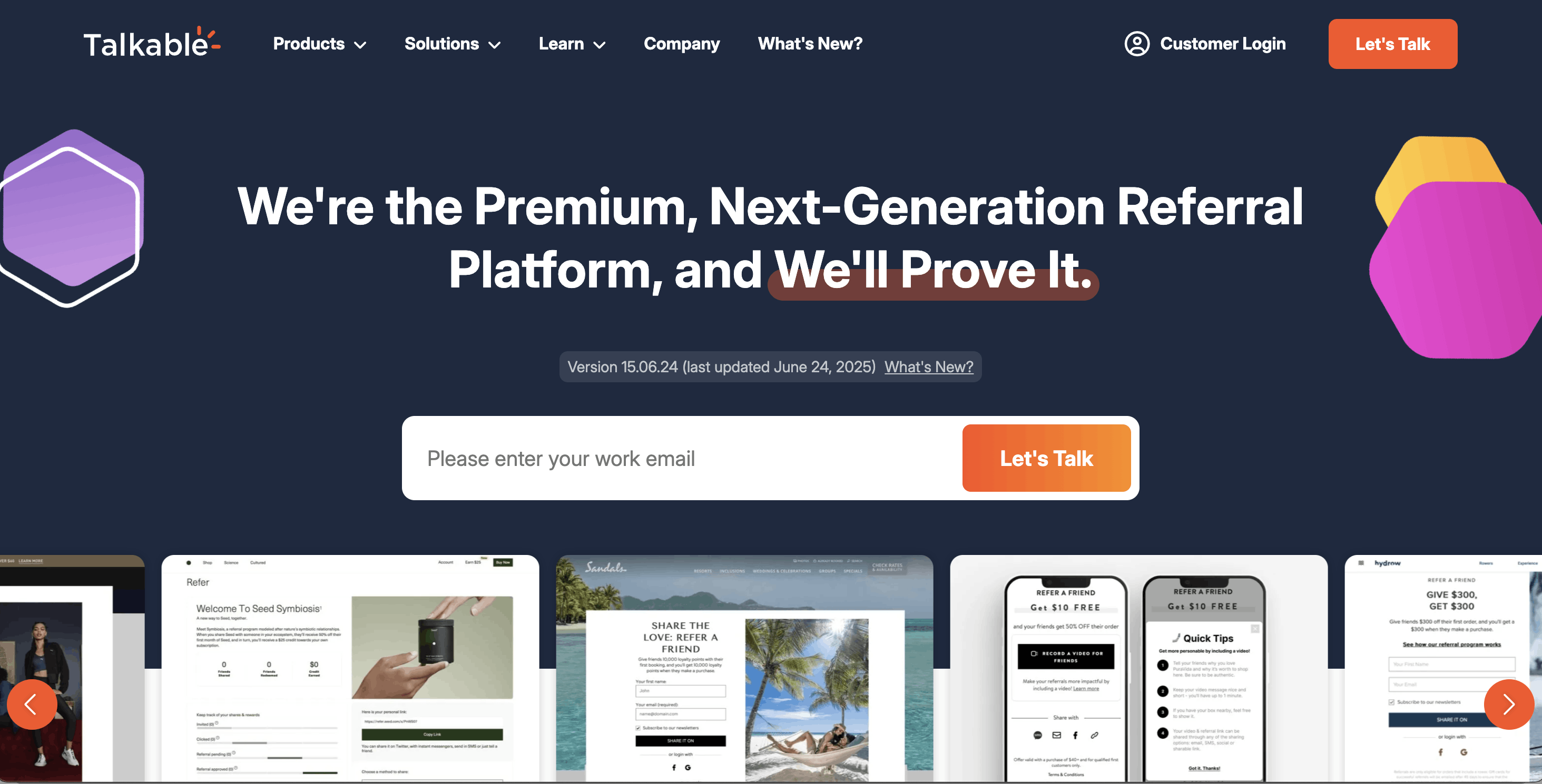 Talkable referral marketing platform website homepage