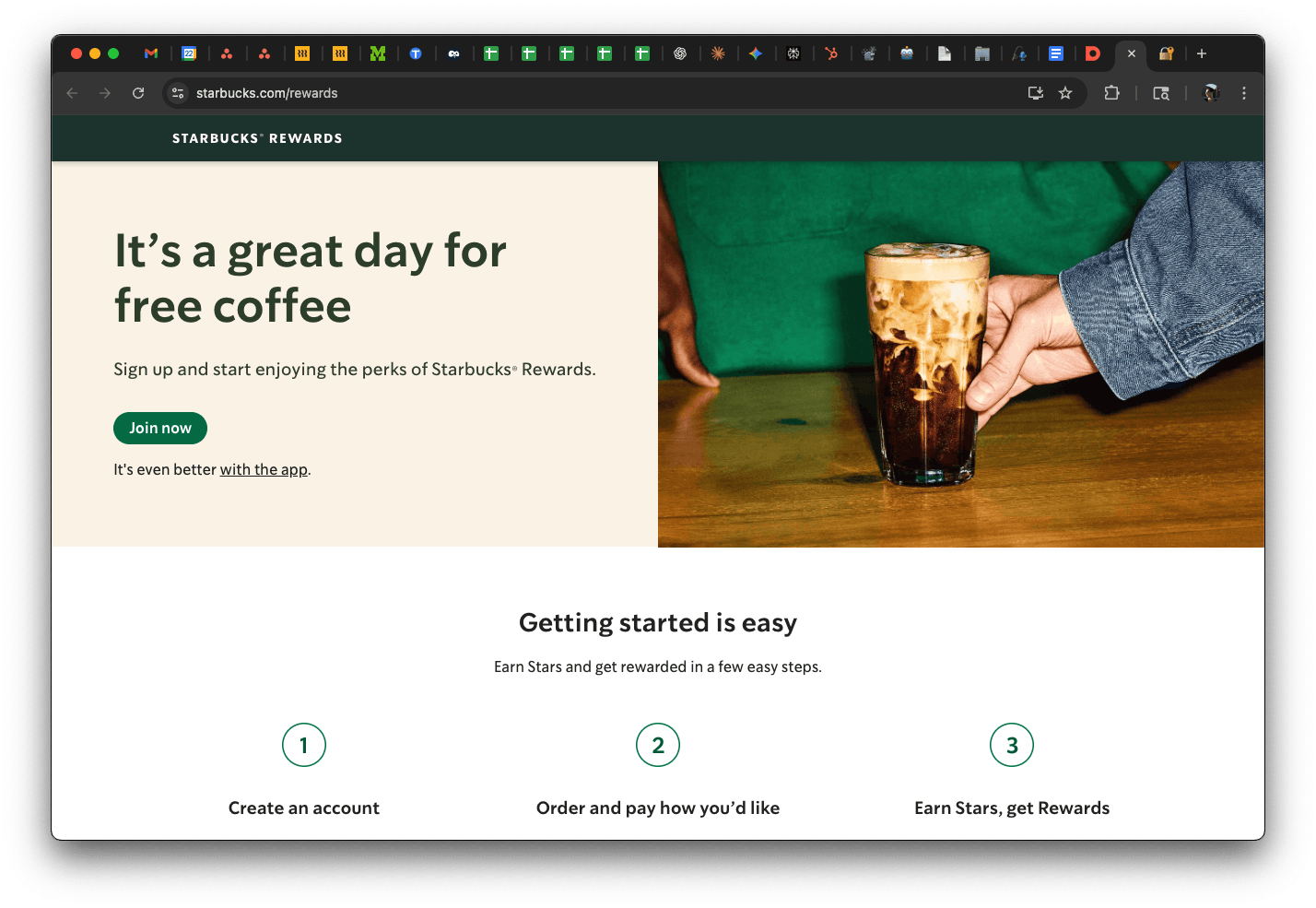 Starbucks Rewards homepage
