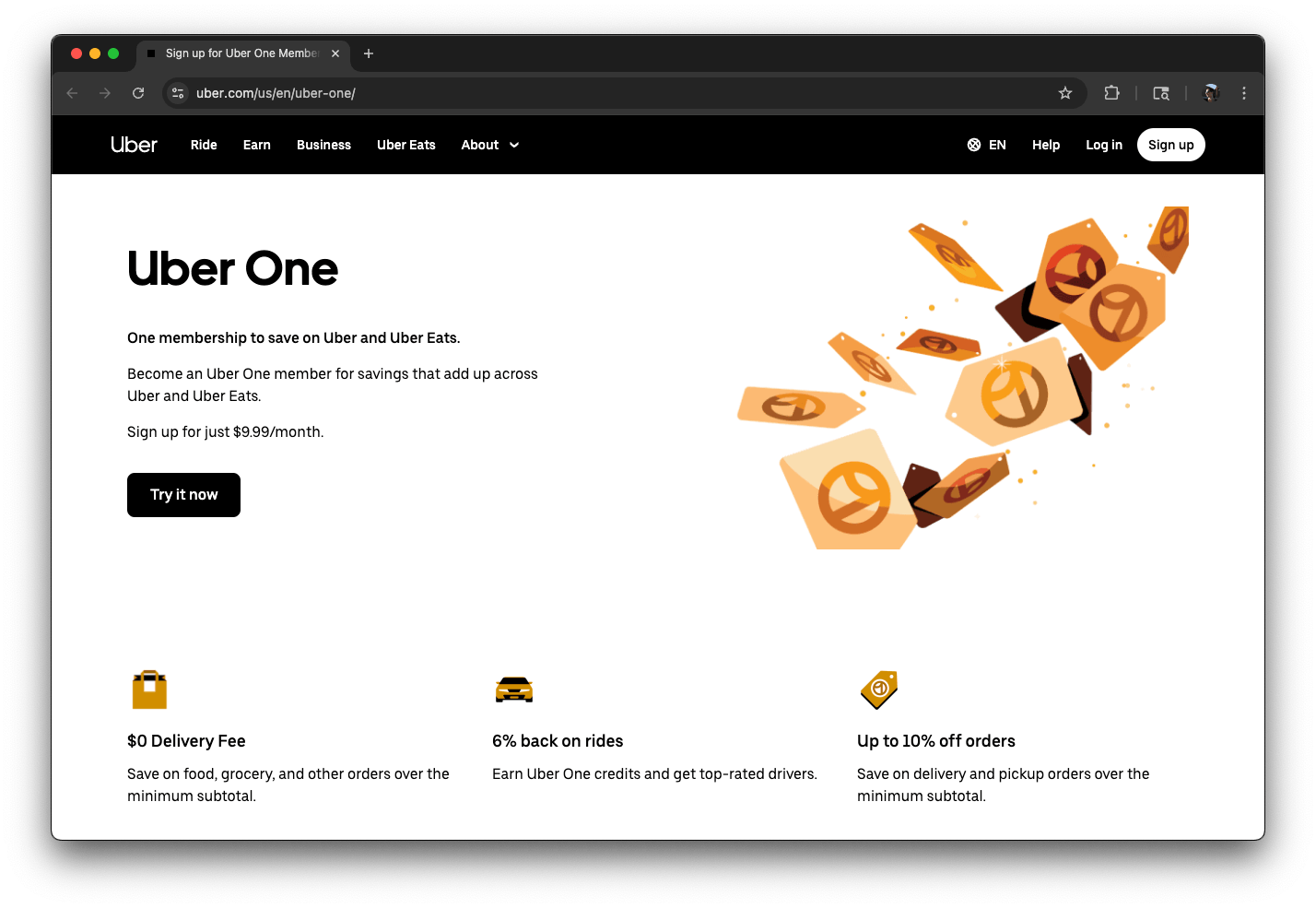 UberOne membership homepage