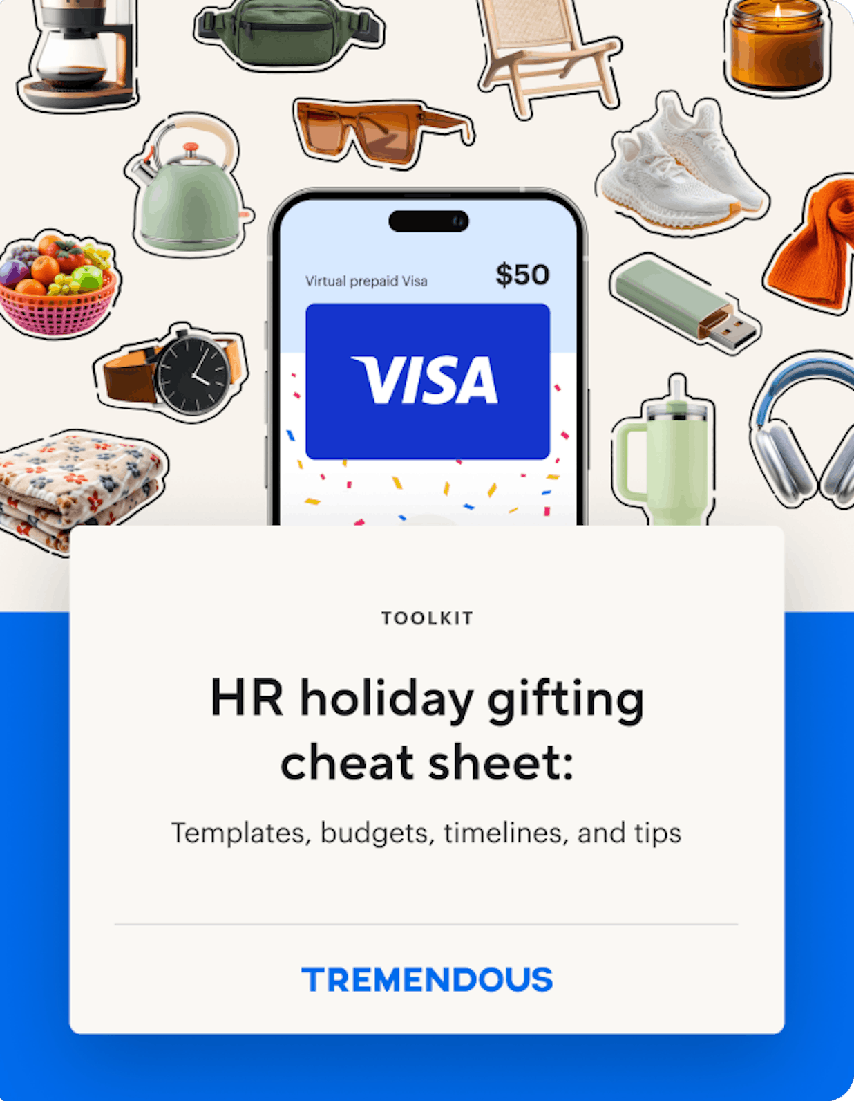 illustration of multiple random holiday gifts