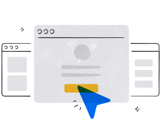An illustration of a cursor clicking a button on a web interface.