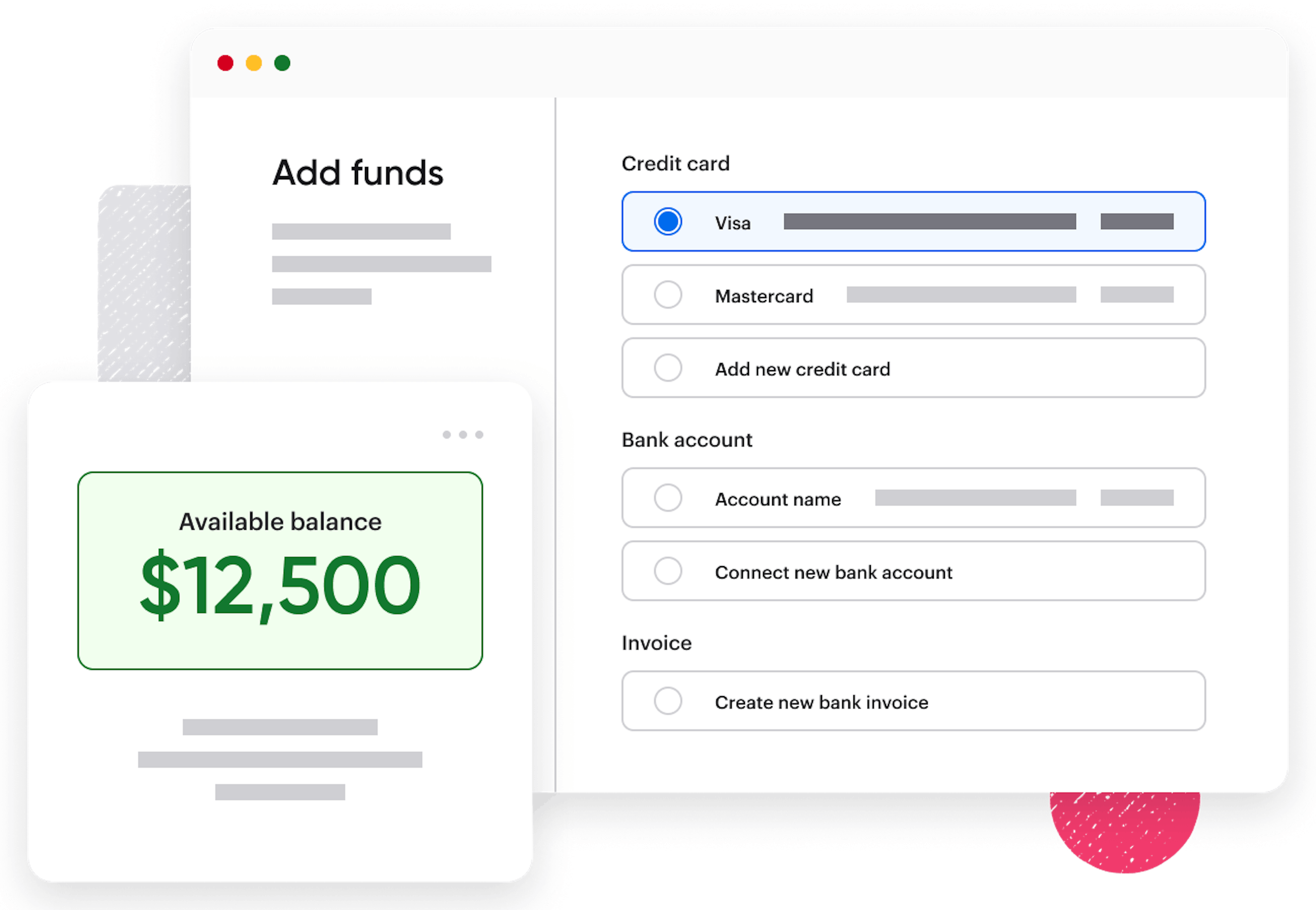 An illustration of the order funding process with Tremendous.