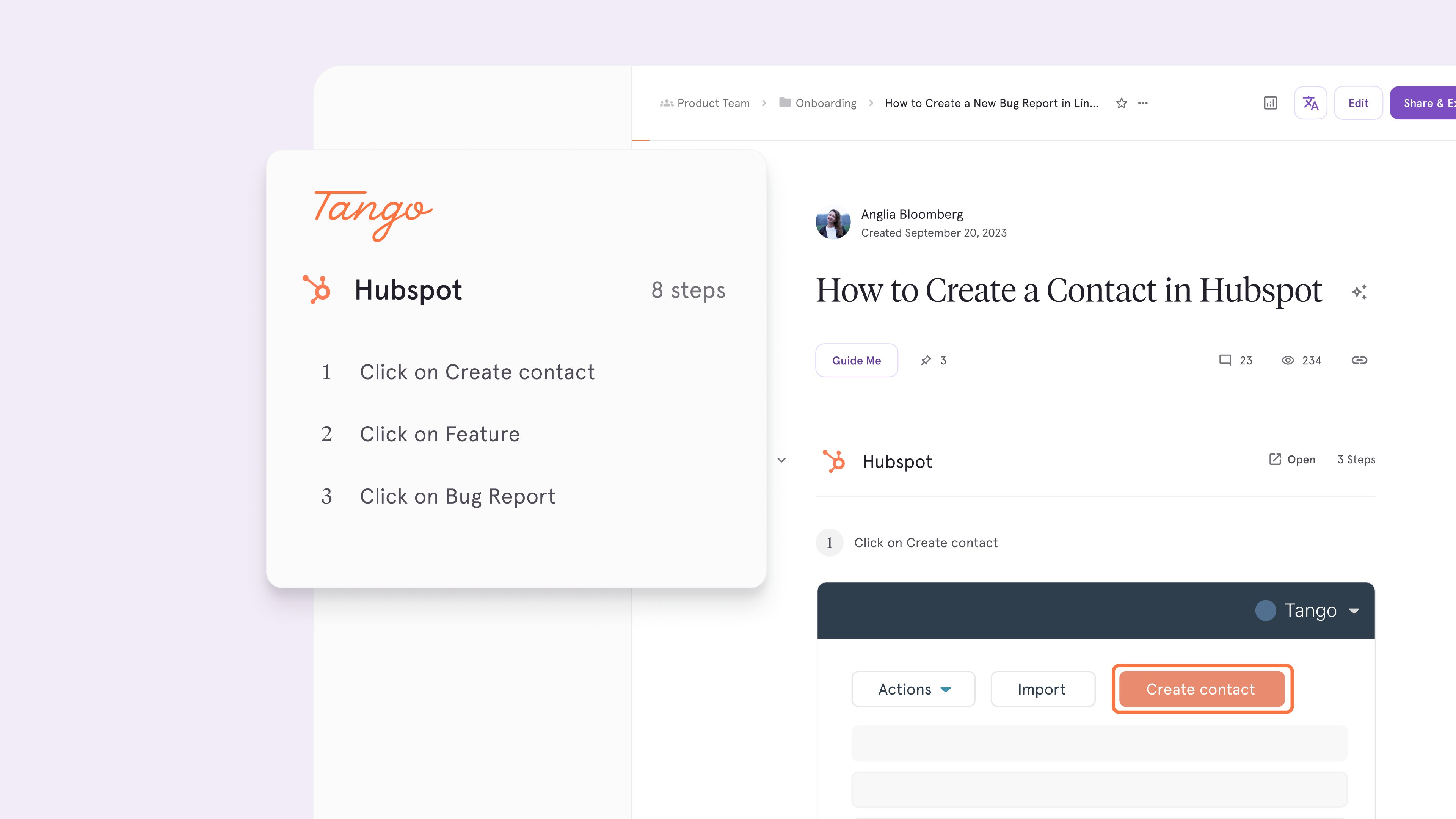tango dashboard view