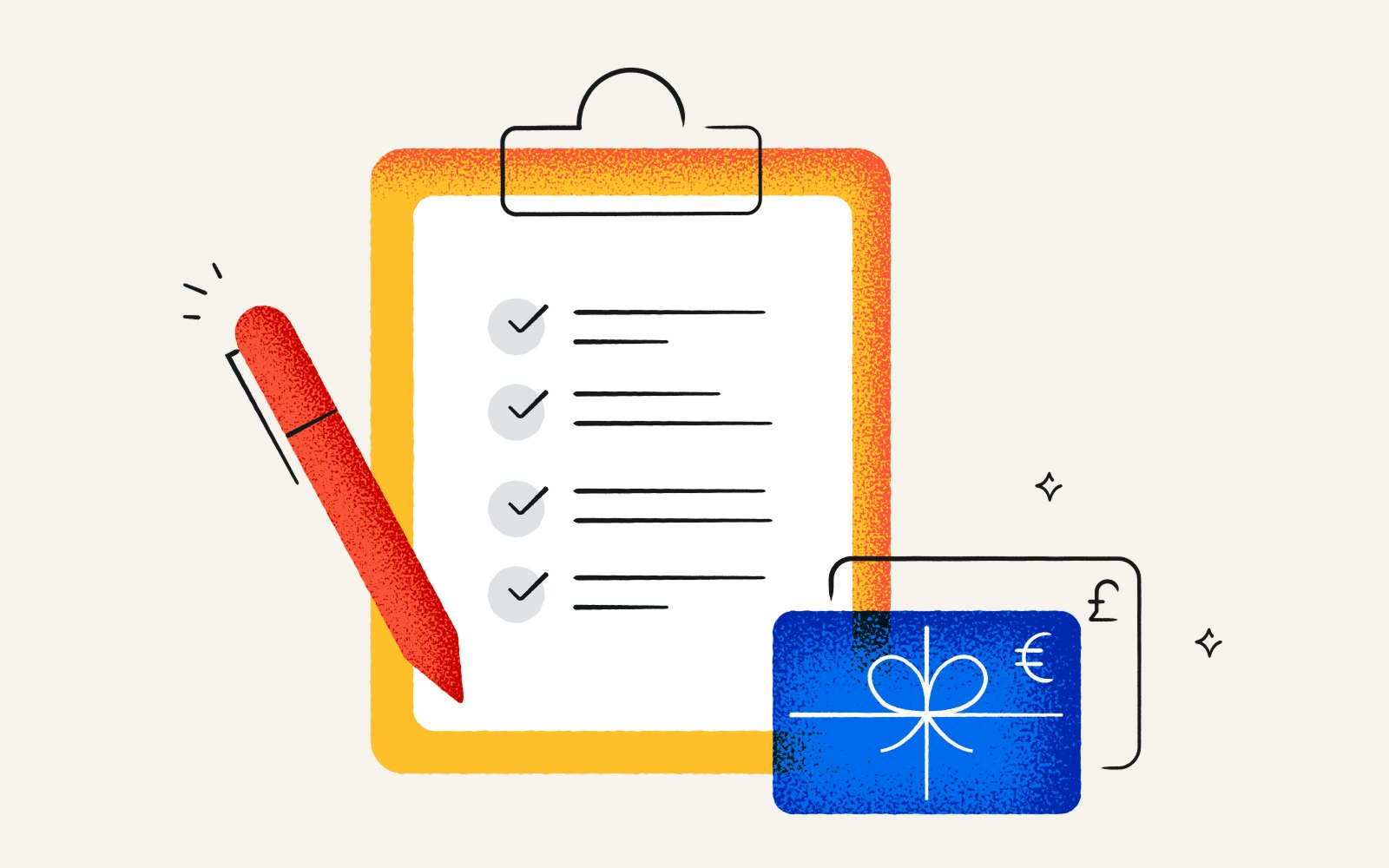 illustration of a survey and a voucher