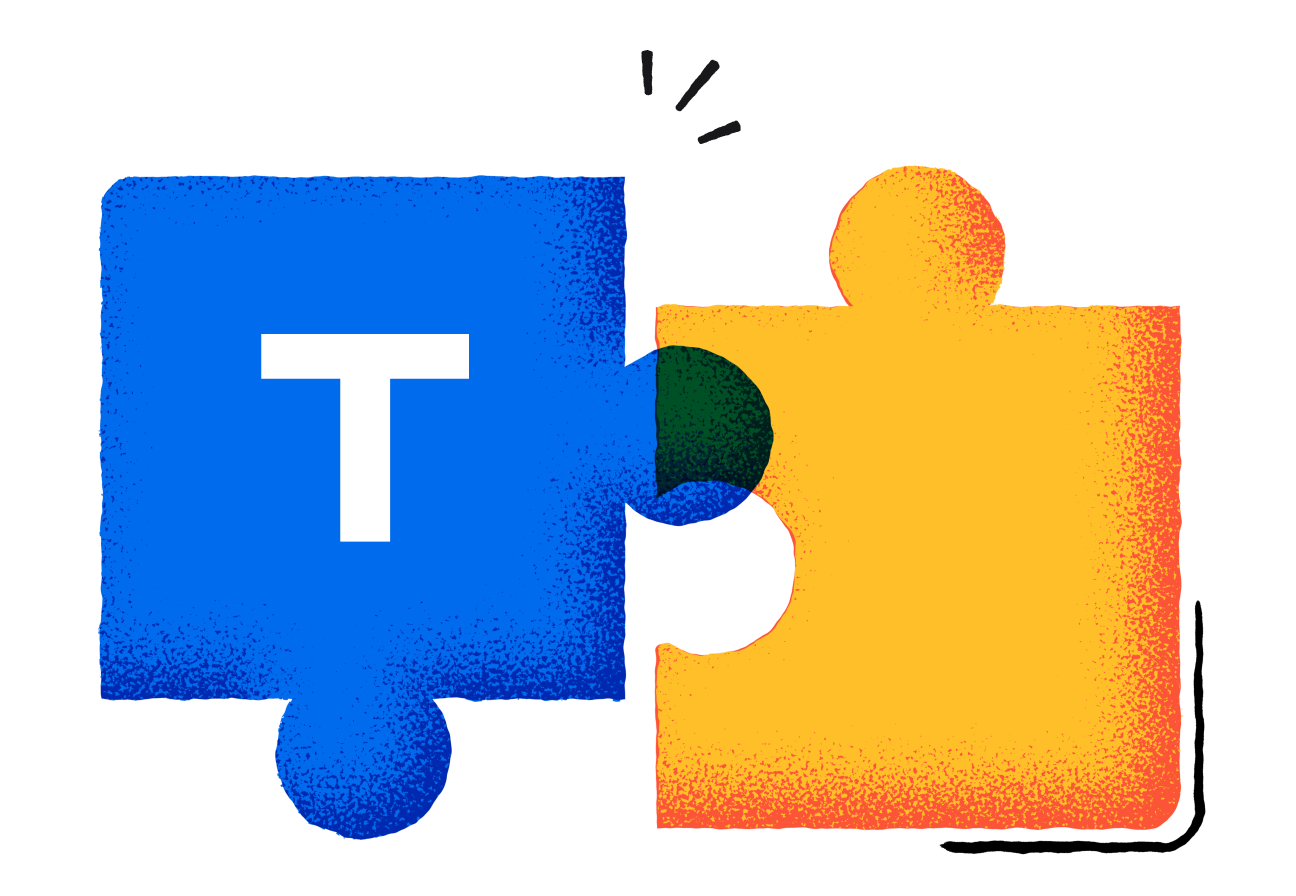 Blue puzzle piece with the Tremendous logo interlocked with a yellow puzzle piece