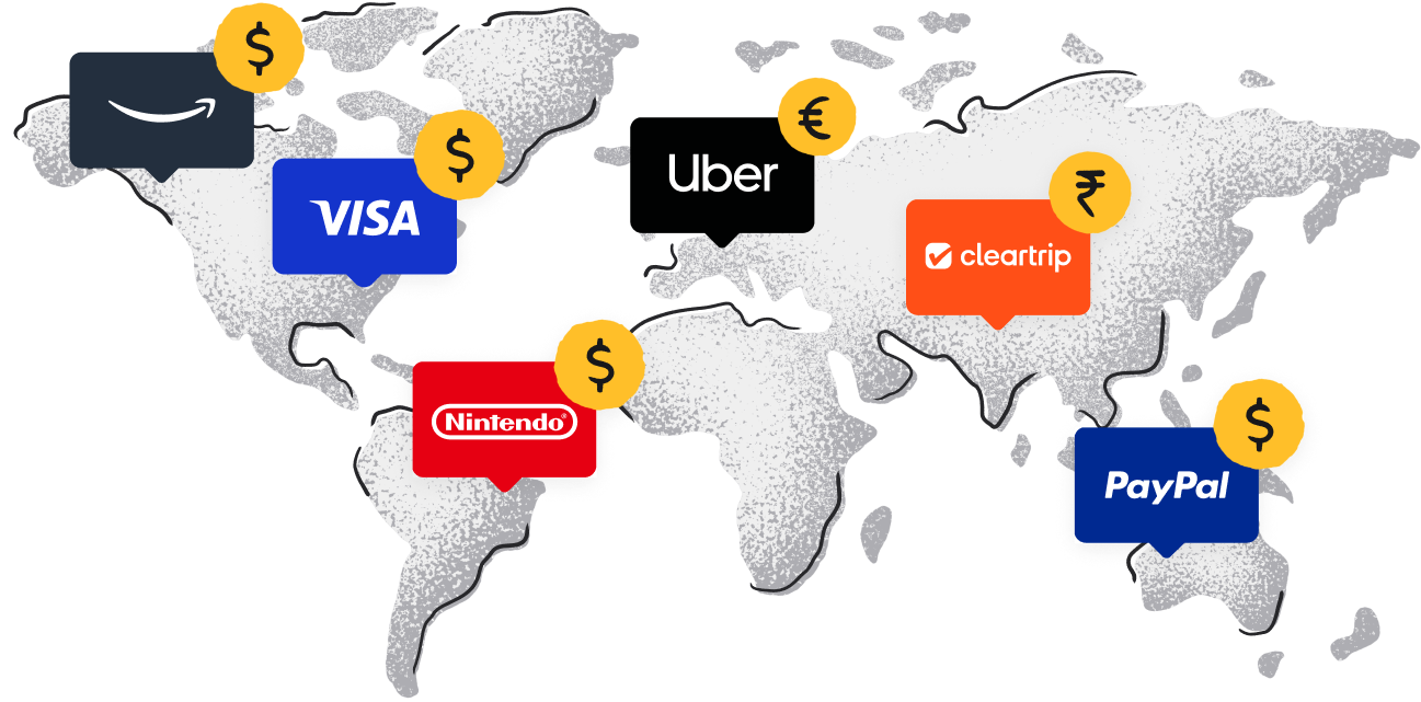 Map with gift cards