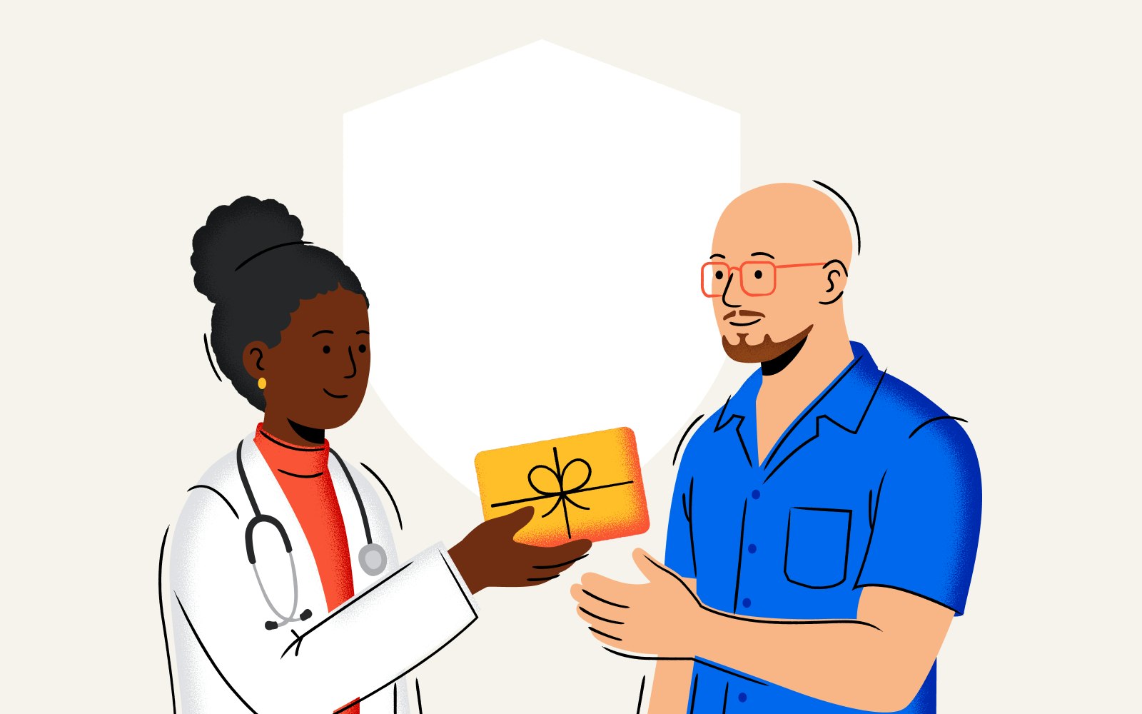 illustration of woman in healthcare giving an incentive