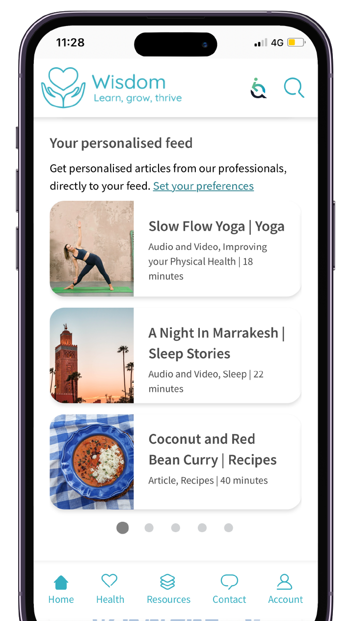 Personalised feeds - Wisdom App