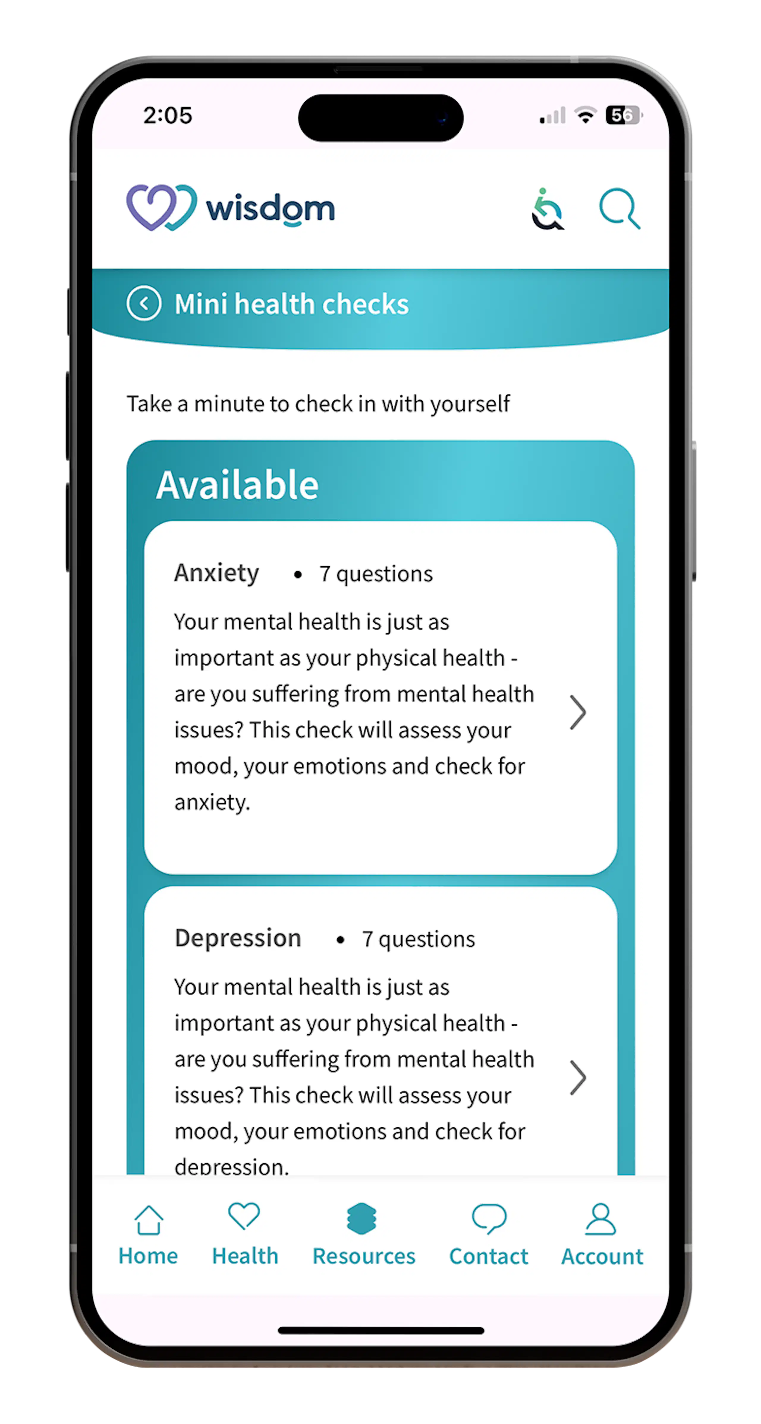 Wisdom App - Mini Health Checks Wisdom App - Mini Health Checks