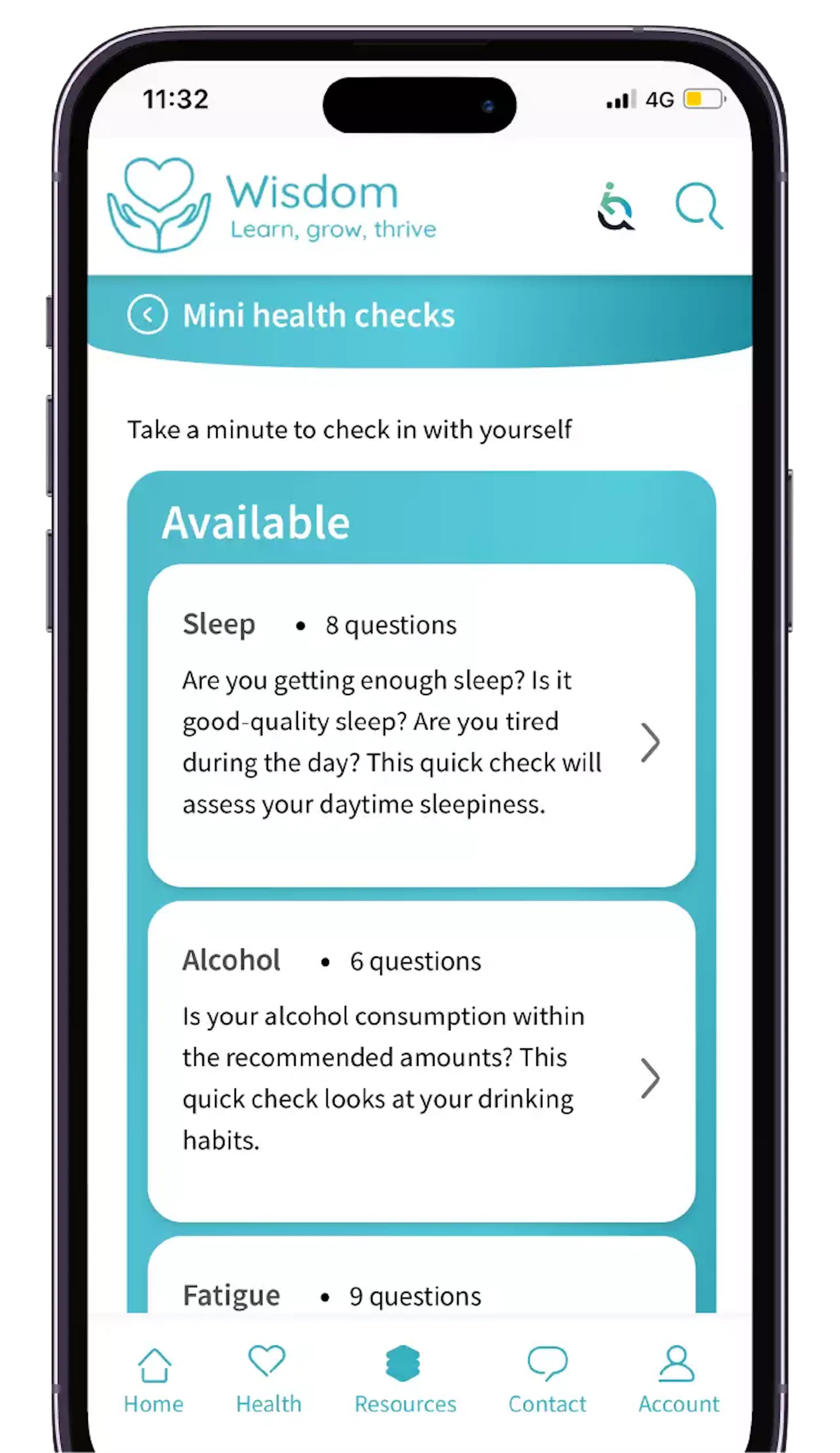 Wisdom App Mini Health Checks Wisdom App