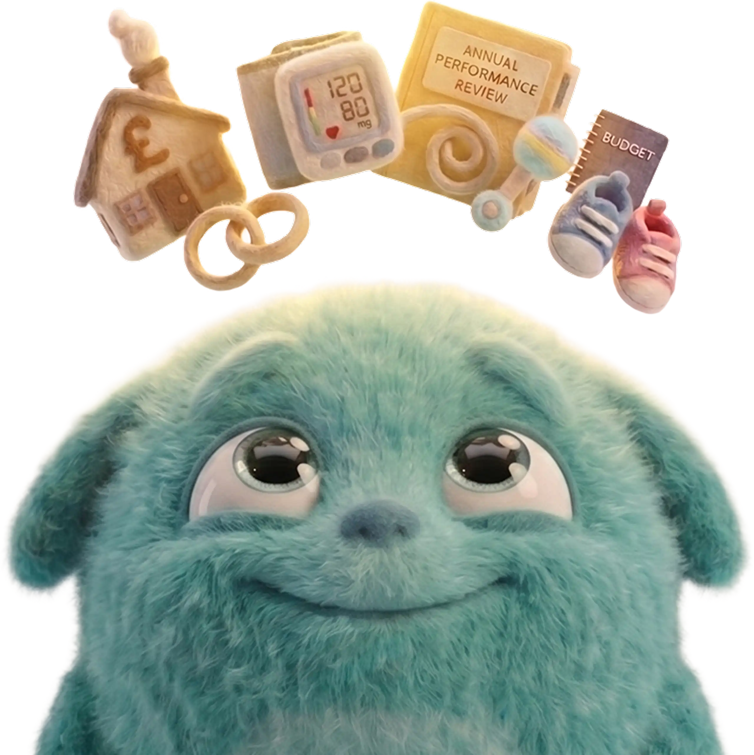 Wori, the Health Assured wellbeing character, beneath the everyday pressures their people carry