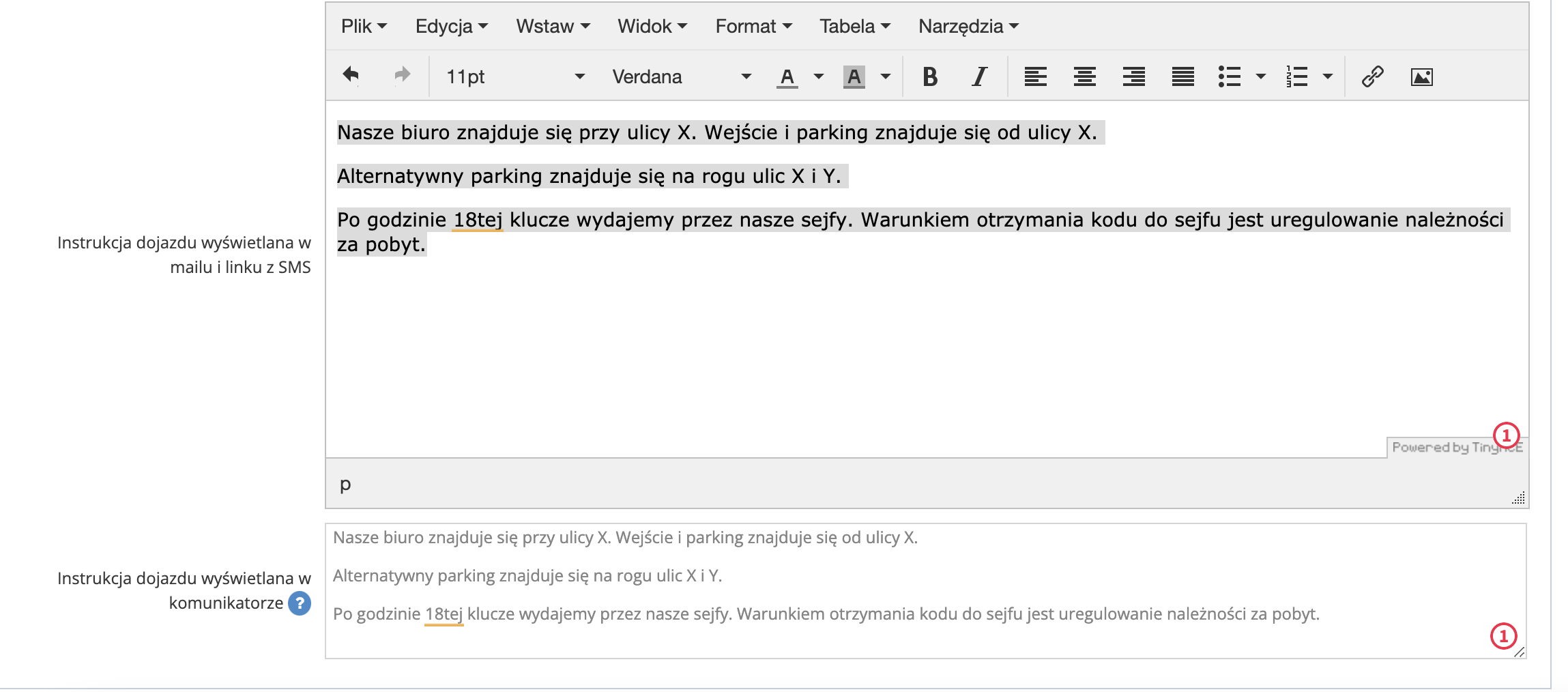 wprowadzanie ustawień