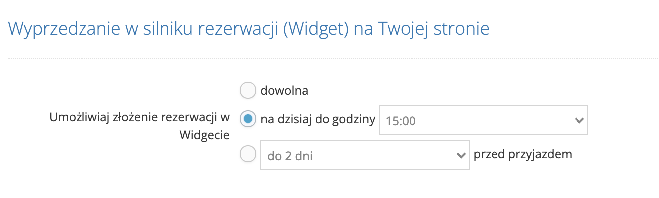 Ustawienia związane z momentem złożenia rezerwacji w Booking Engine