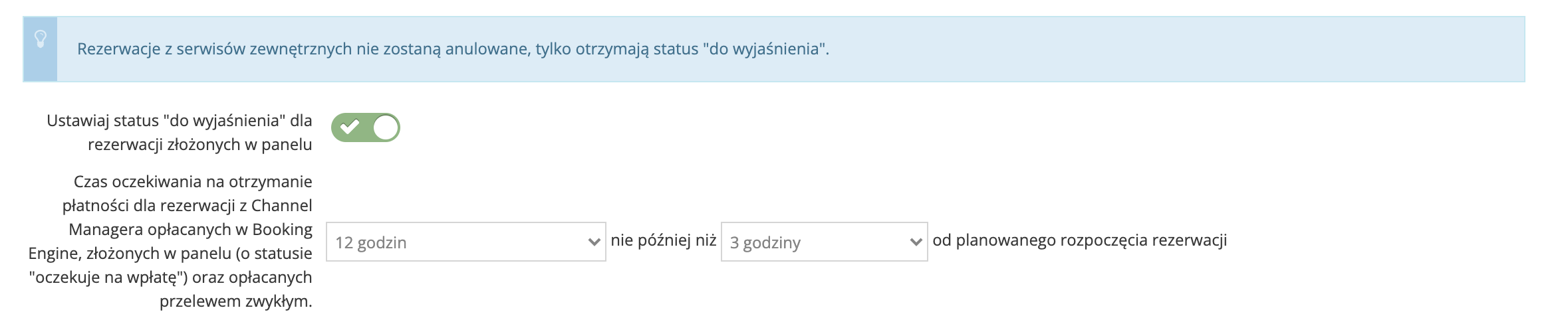 Wprowadzanie ustawień związanych z czasem oczekiwania na płatność w panelu IdoBooking