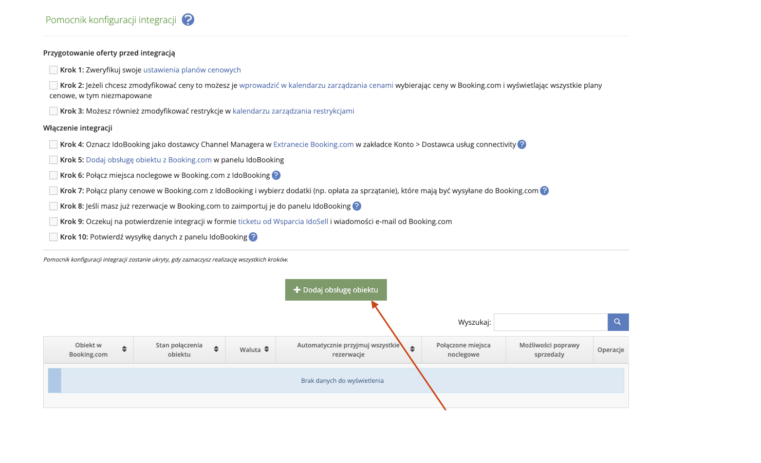 Dodanie obiektu do channel managera