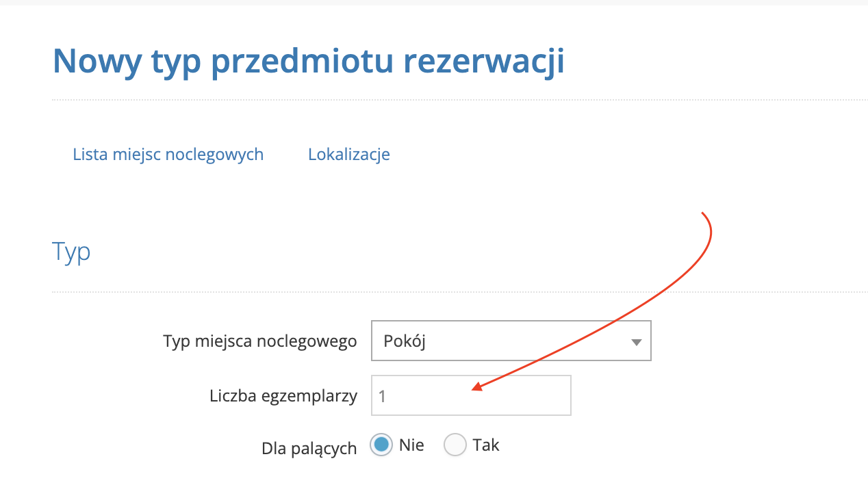 Miejsca noclegowe - dodawanie egzemplarzy