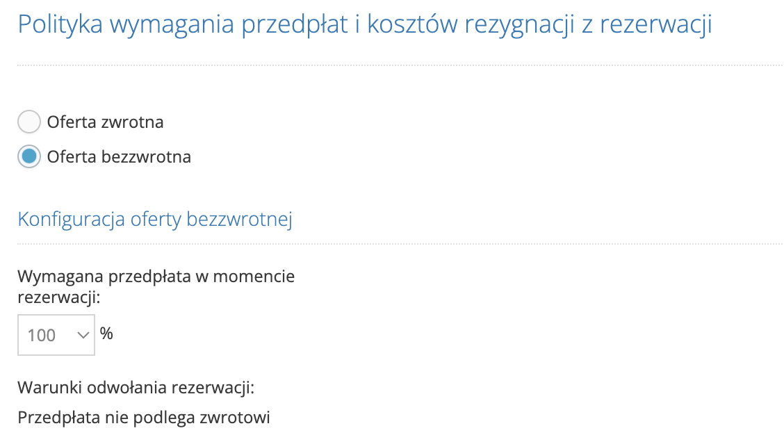 Pakiety pobytowe - zwrotność
