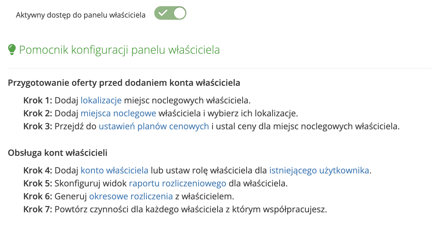 Panel właściciela - pomocnik konfiguracji
