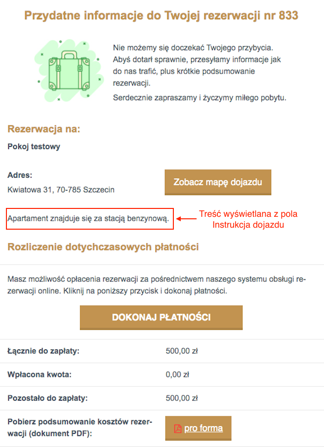Wiadomości email - instrukcja dojazdu