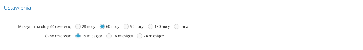 Rezerwacje długoterminowe - ustawienia