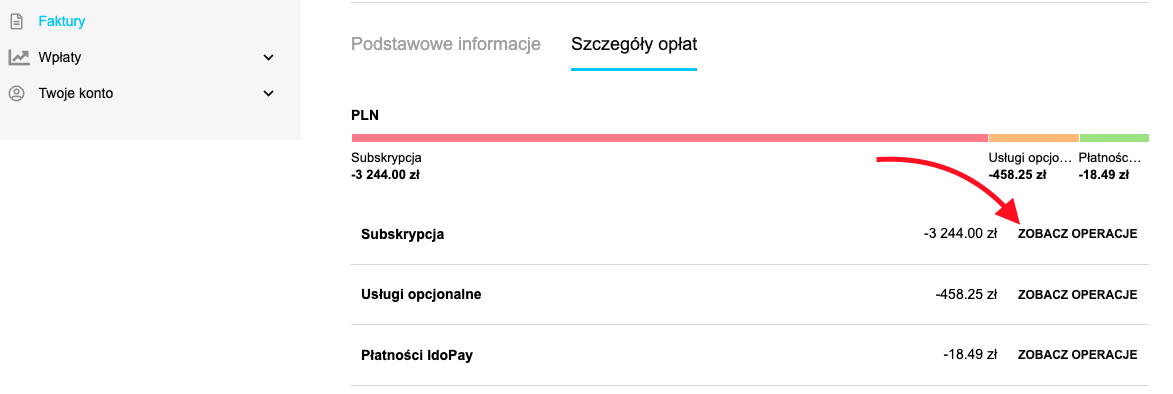 Bok - Faktury. Naliczenie opłat.