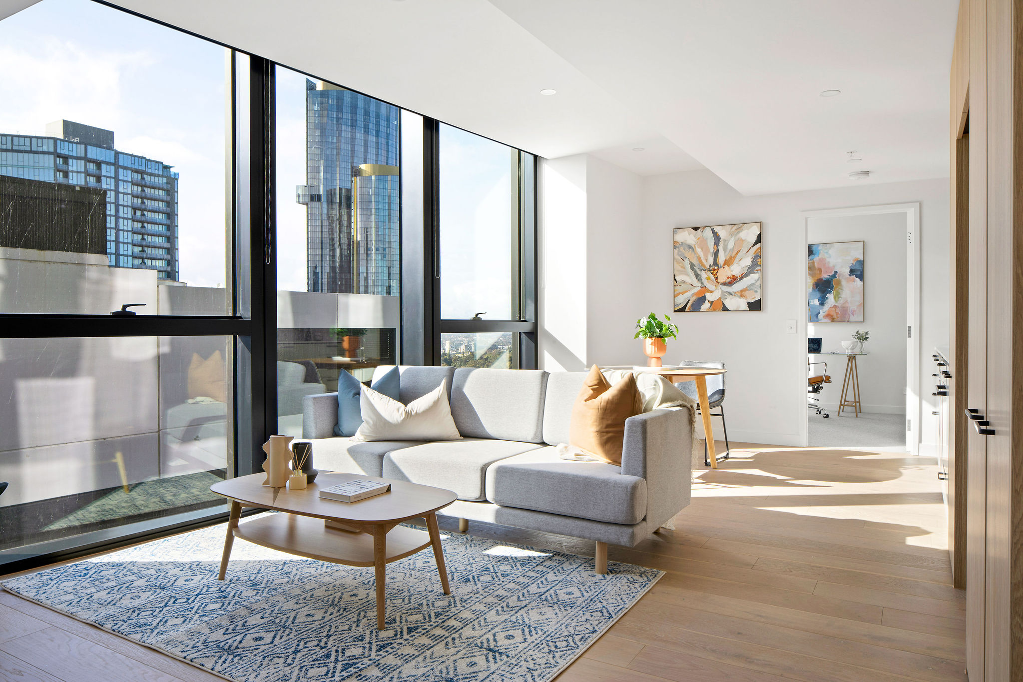 Living Room - One Bedroom Apartment with Study - Urban Rest - Home Southbank Melbourne