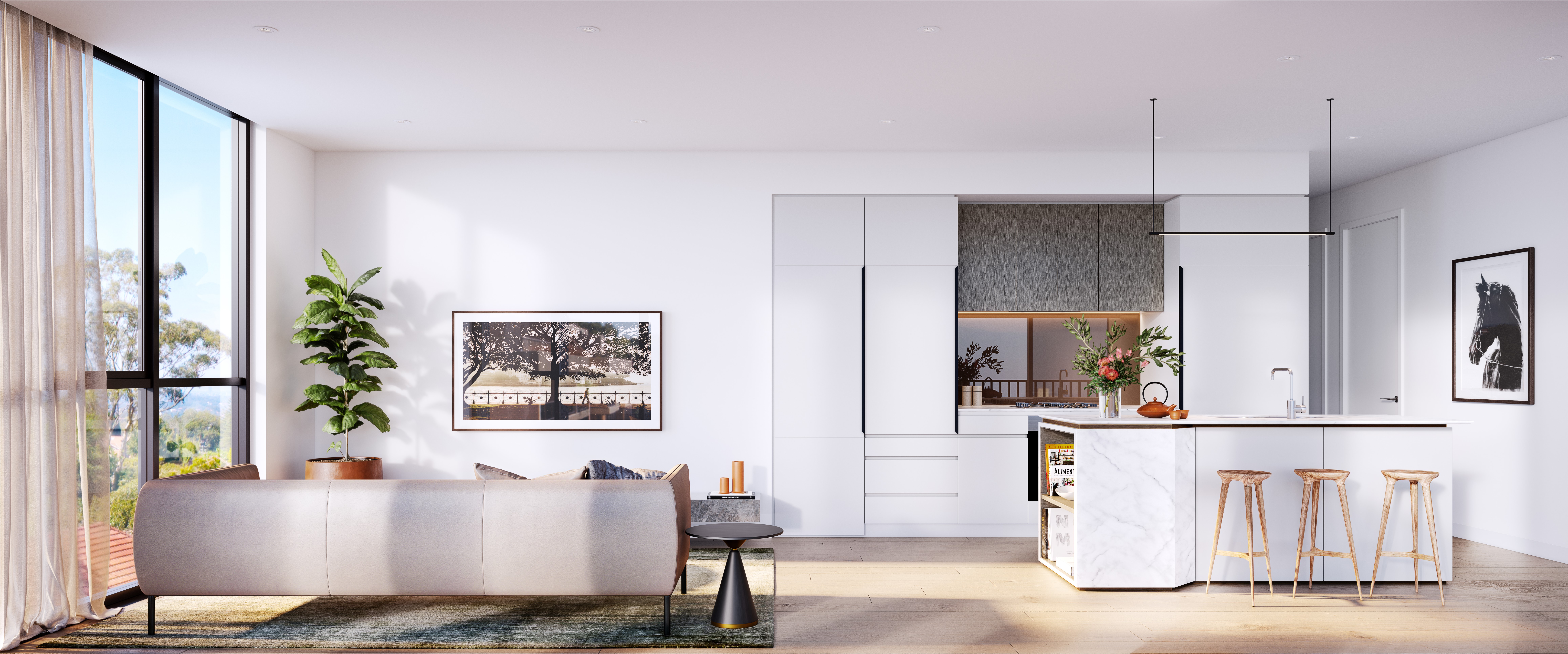 Kitchen - Dev Render - Urban Rest - North Sydney Apartments - Sydney