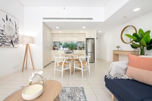 Living room, One Bedroom (QQ) Apartment at Alta Apartments by Urban Rest, Sydney