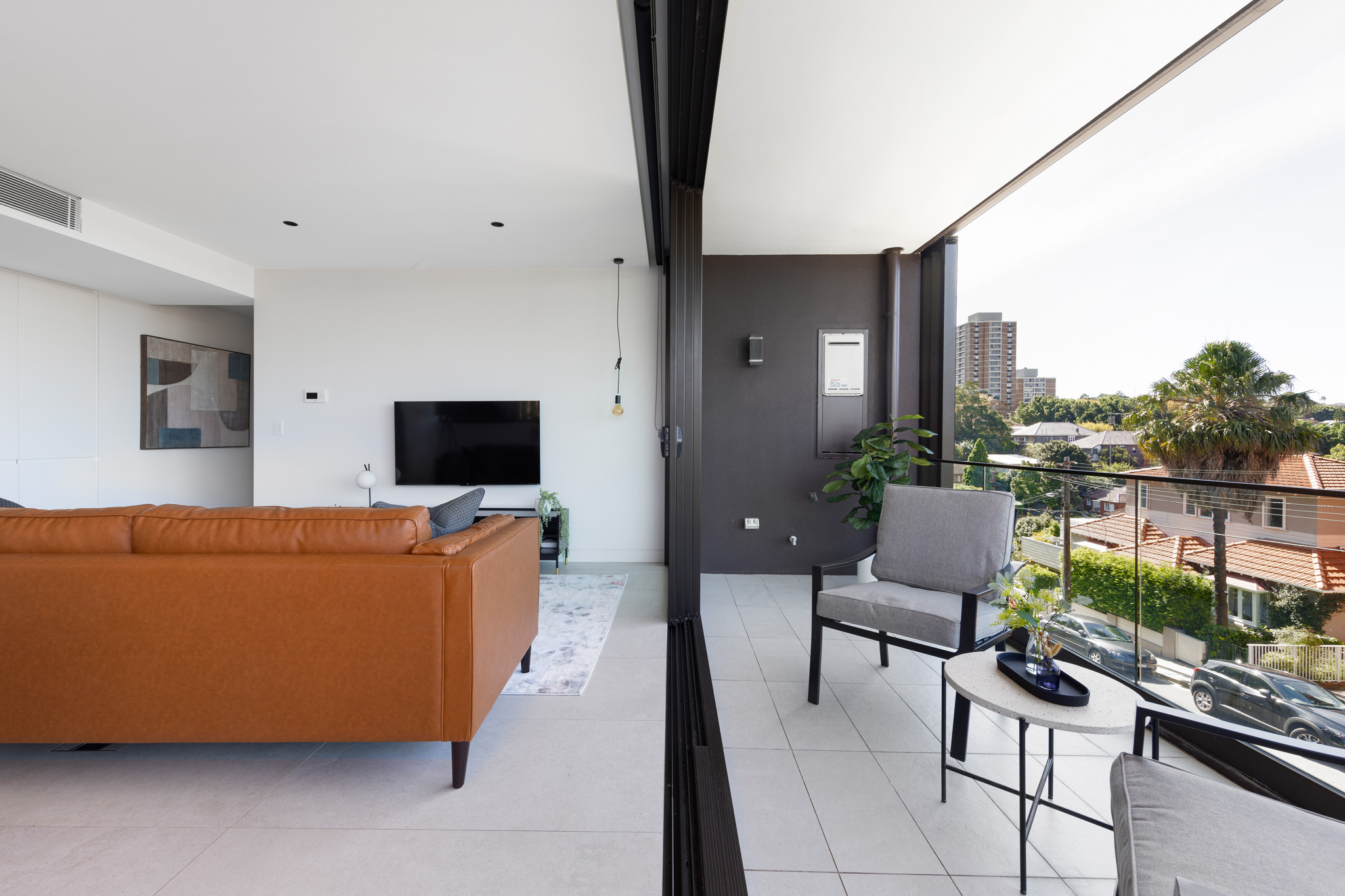 Lounge and Balcony - One Bedroom Apartment - Urban Rest - The Horizon Apartments - Randwick
