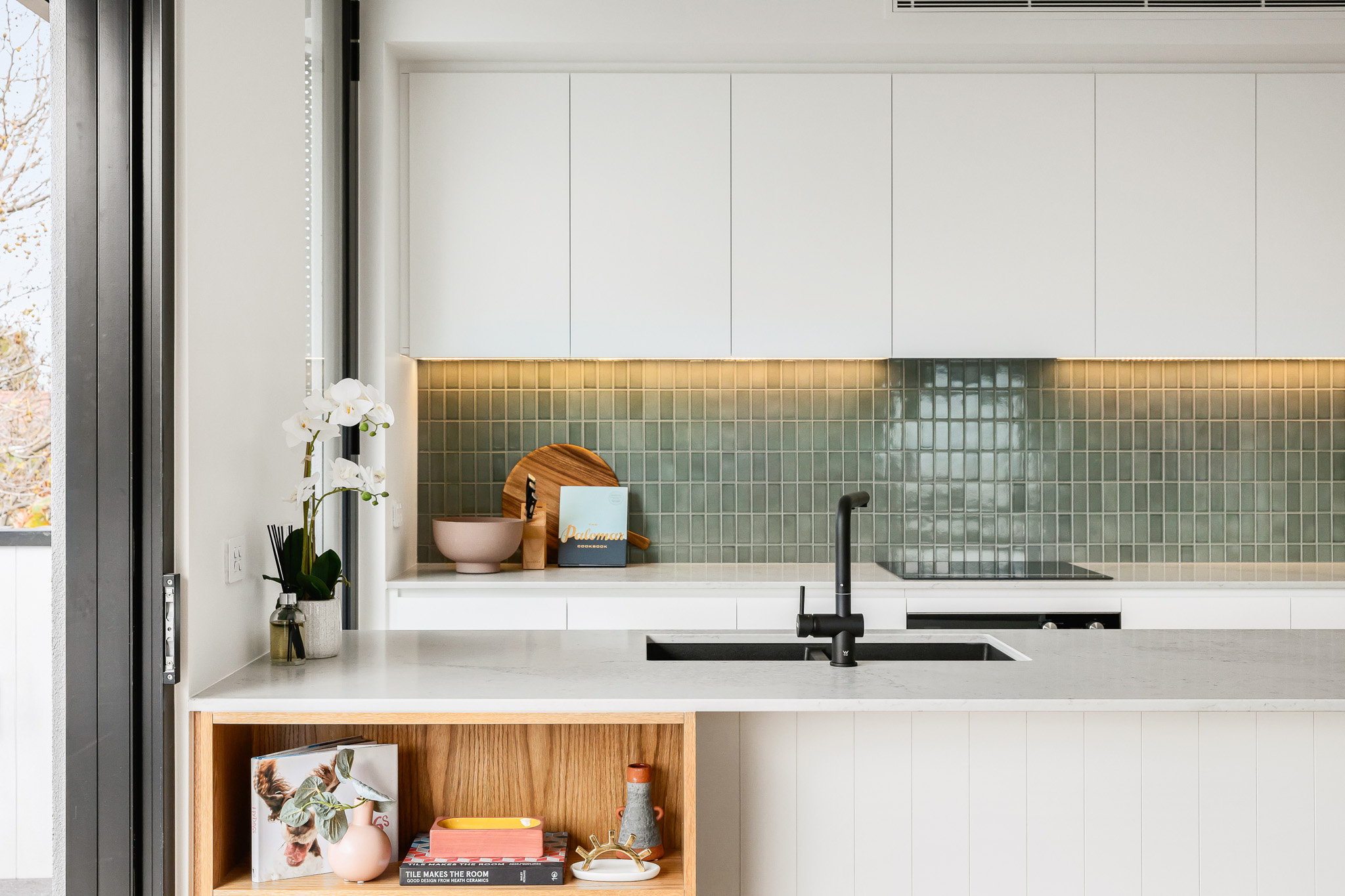 Kitchen, Three Bedroom Apartment at Docker St Apartments by Urban Rest, Elwood