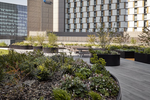Rooftop garden, Urban Rest Stratford Apartments by Urban Rest, London