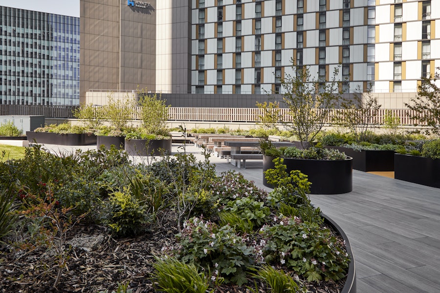 Rooftop garden, Urban Rest Stratford Apartments by Urban Rest, London