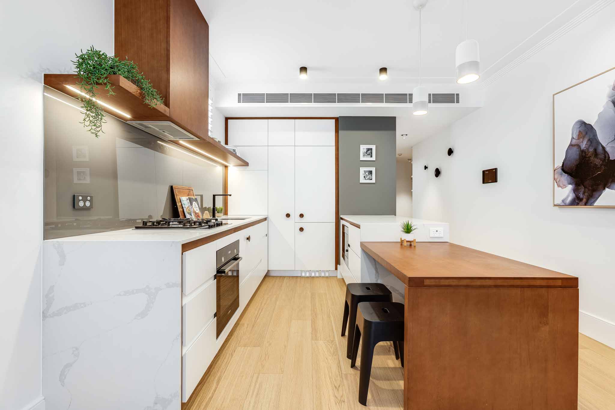 Kitchen, One Bedroom Apartment at Barangaroo Park Apartments by Urban Rest, Sydney