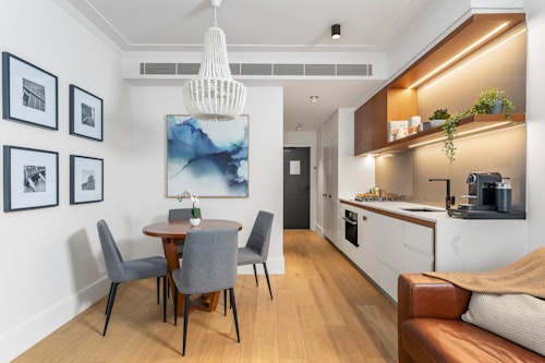 Living Area, One Bedroom Apartment at Barangaroo Park Apartments by Urban Rest, Sydney
