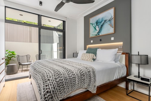 Bedroom, One Bedroom Apartment at Barangaroo Park Apartments by Urban Rest, Sydney