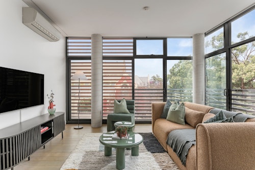 Living Area, One Bedroom Apartment at King Street Apartments by Urban Rest, Newtown, Sydney
