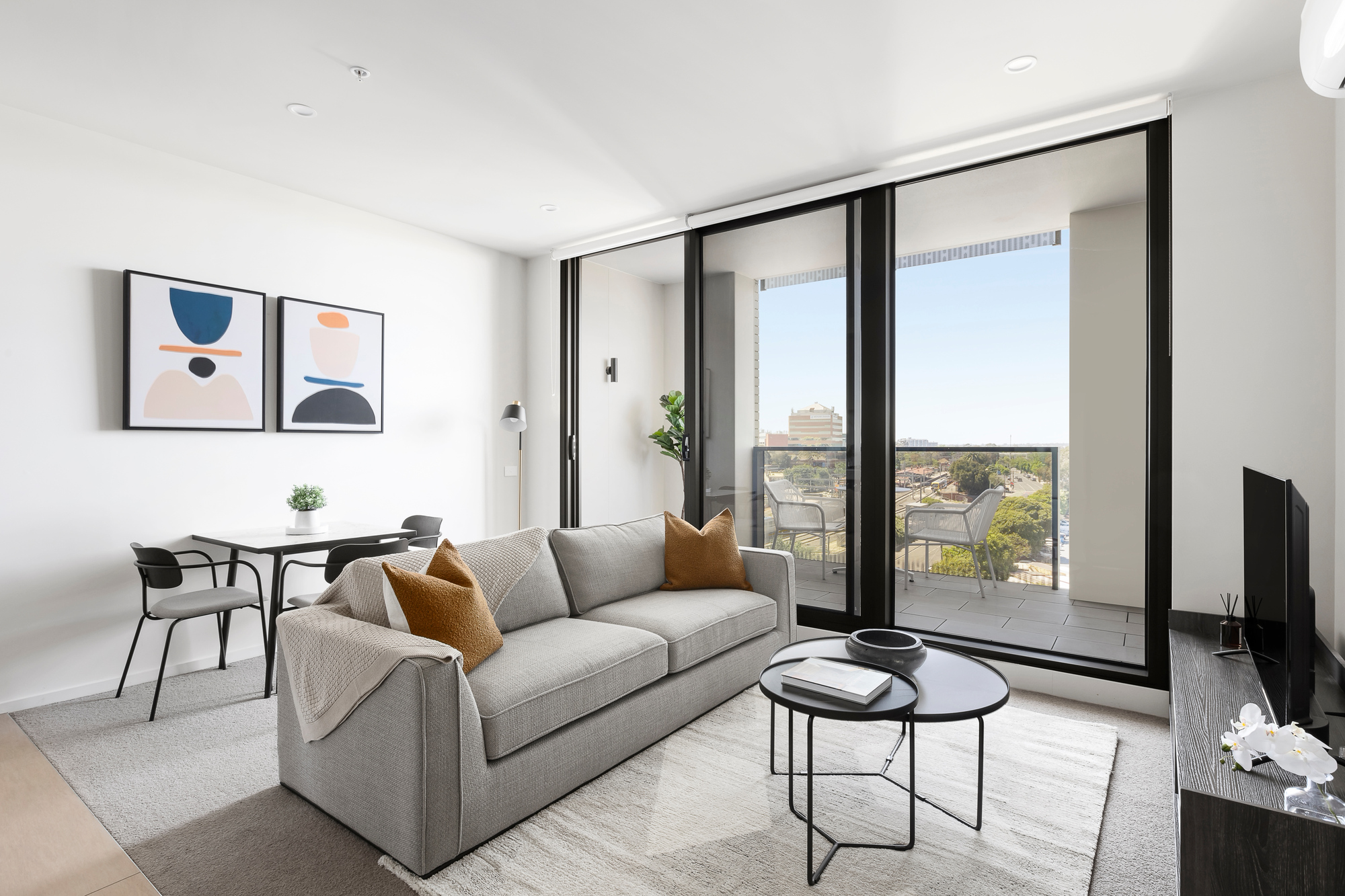 Living Room in One Bedroom Apartment at Caulfield Apartments by Urban Rest