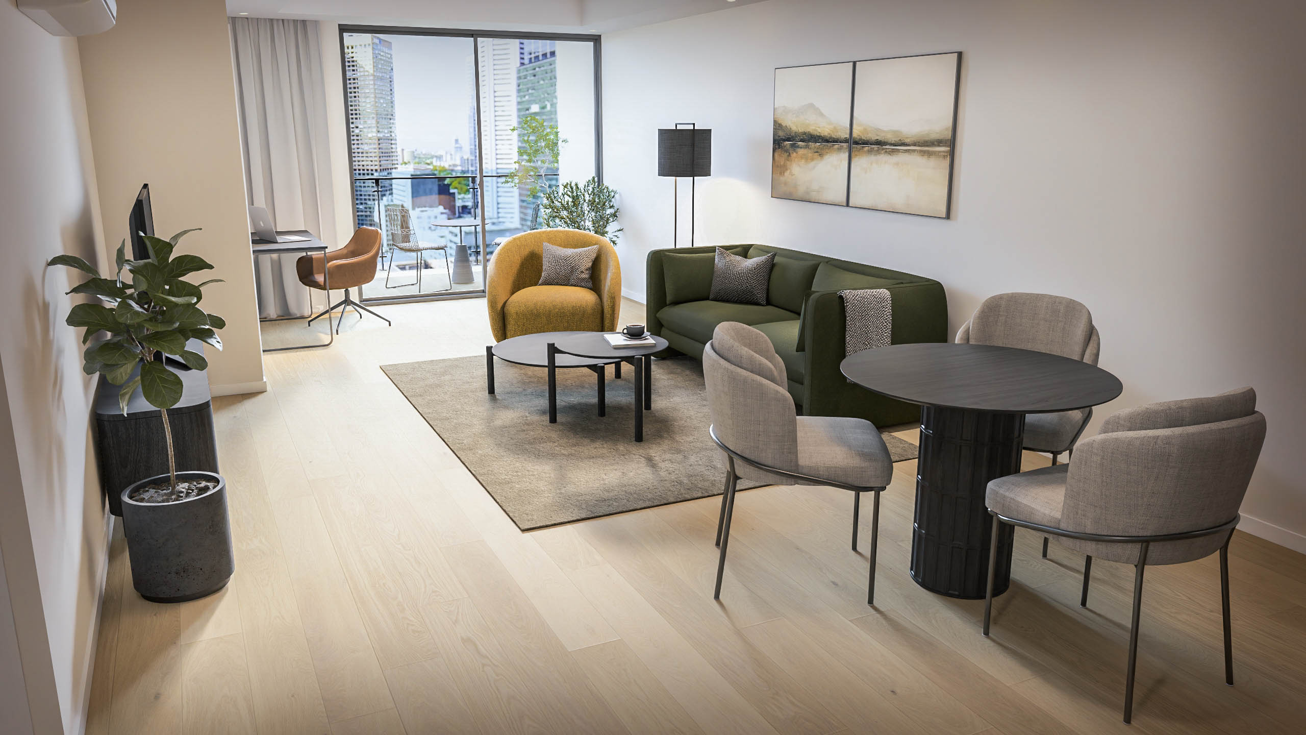 Lounge (Render) - Urban Rest Melbourne CBD - Urban Rest