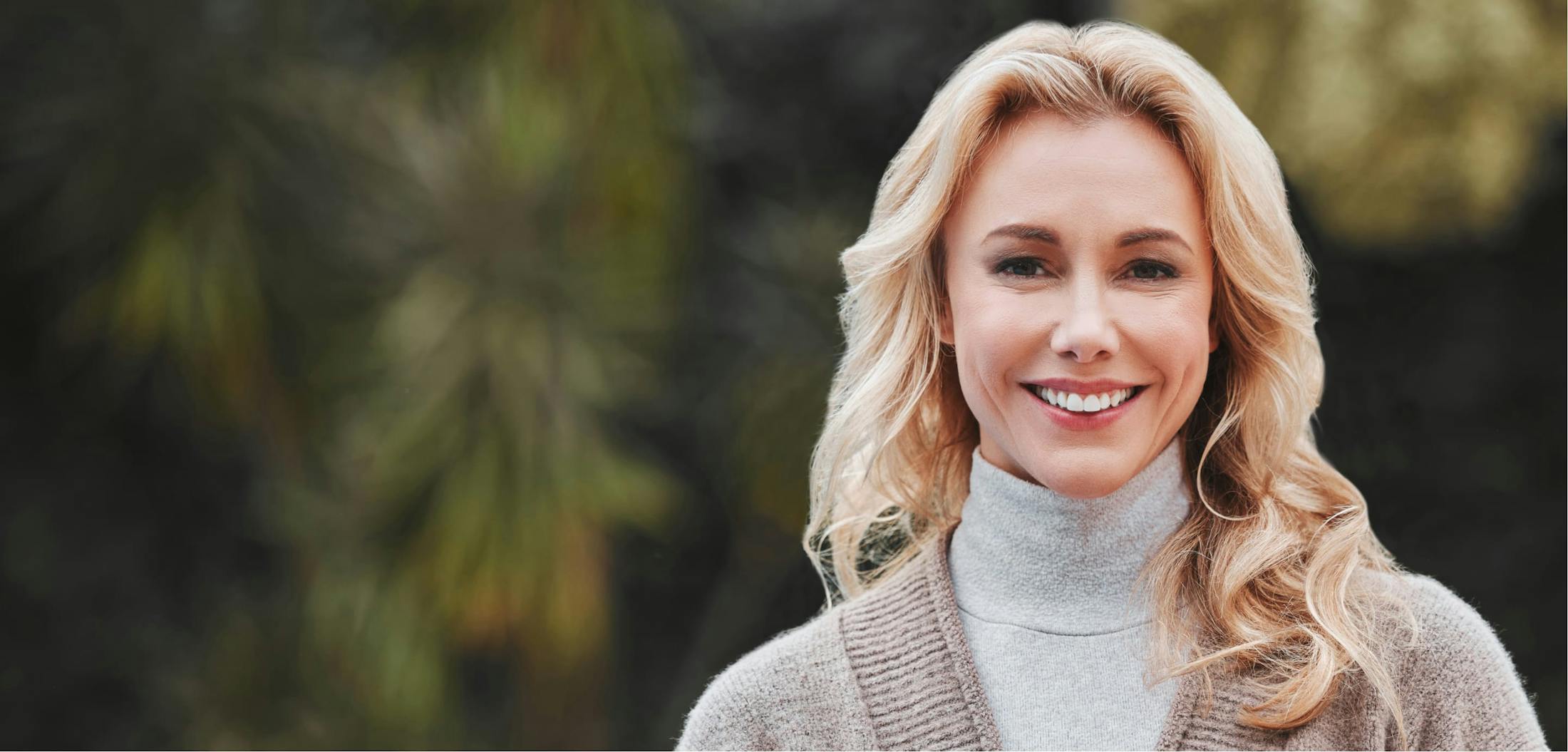 Blonde woman smiling