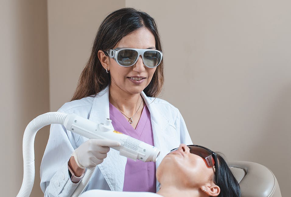 woman getting a laser treatment