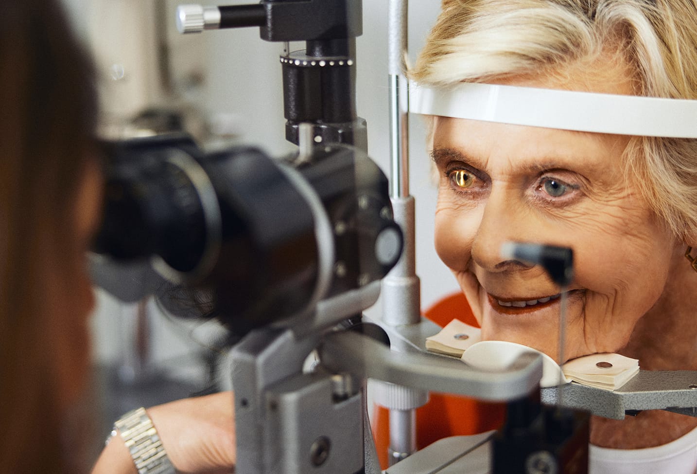 Woman getting an eye exam