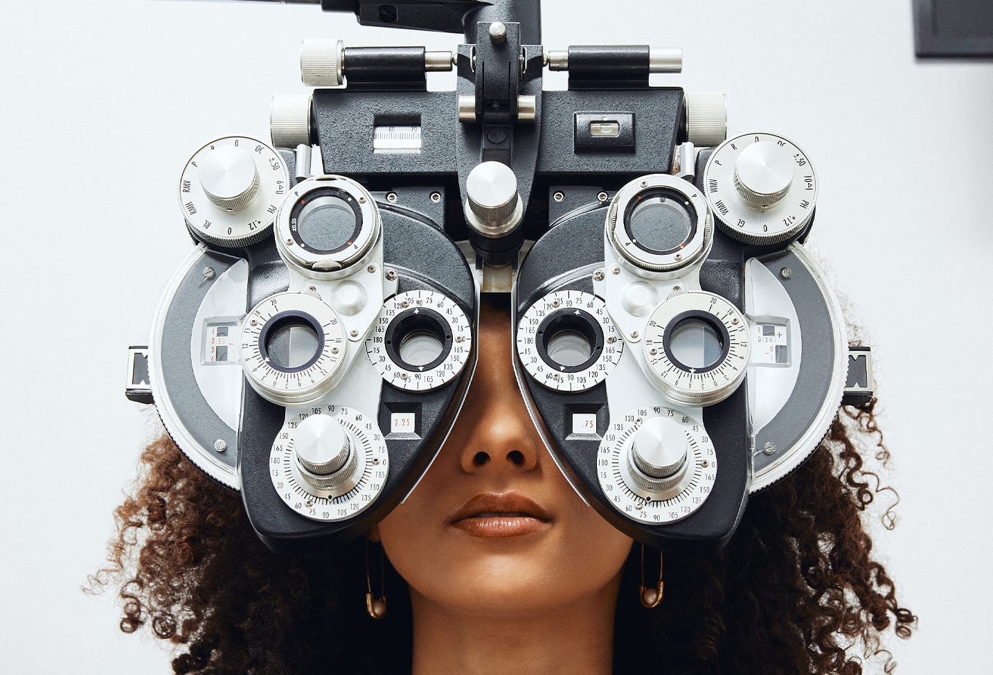 Woman getting an eye exam