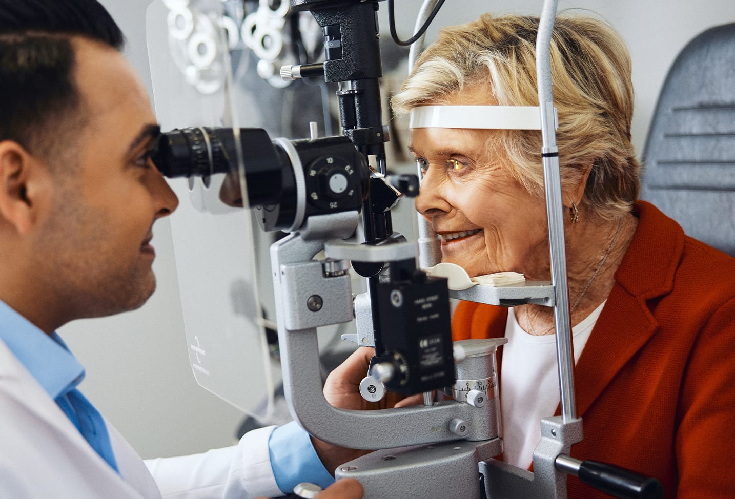 Woman getting an eye exam