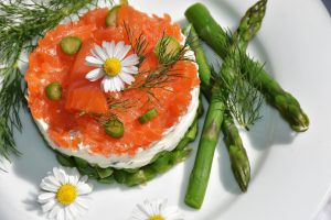 plate with asparagus and other vegtables