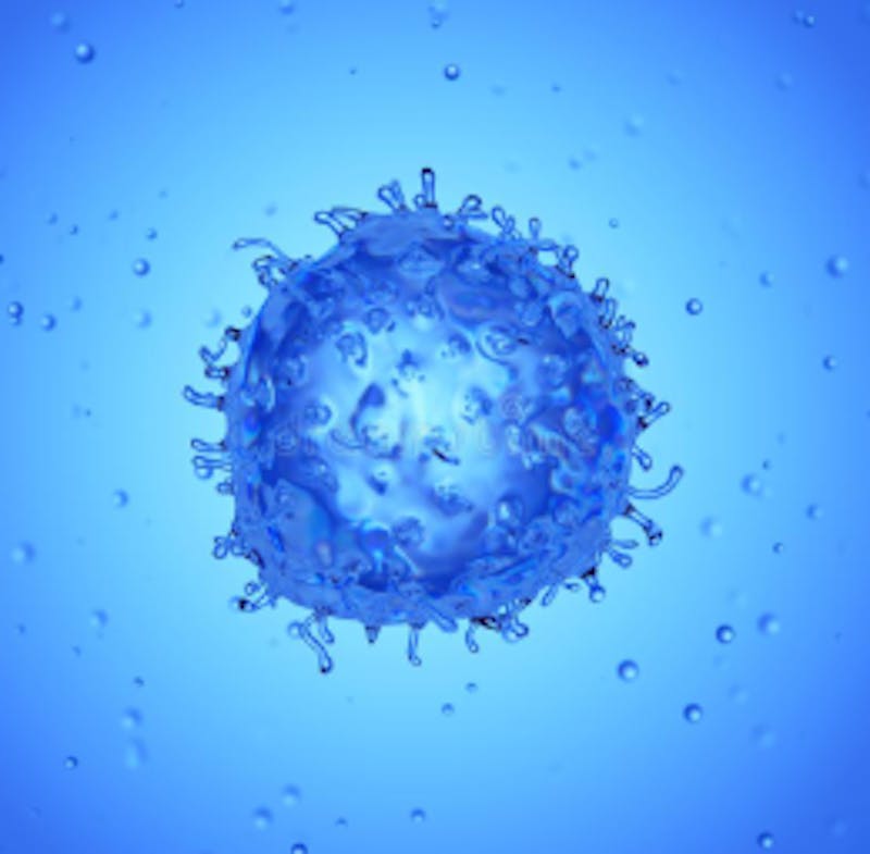 a close up of a blue cell with water droplets