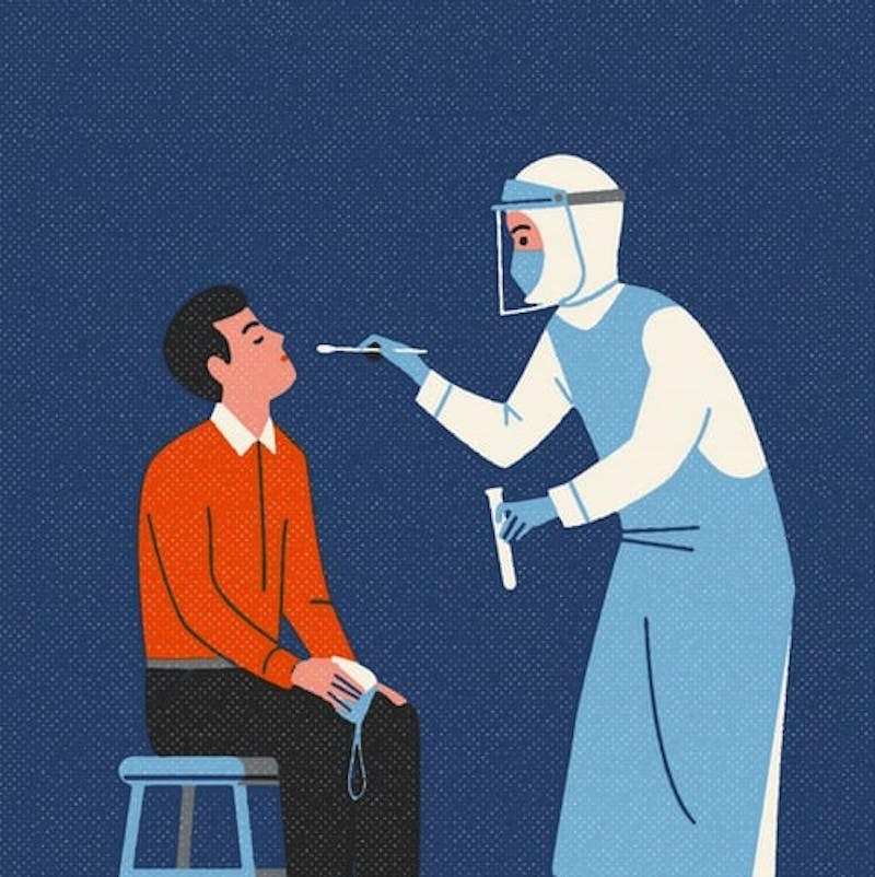 illustration of a man getting a covid test from person